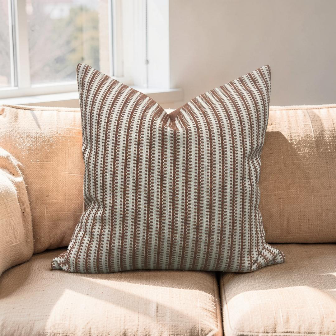 Decorative Pillow Textured Ticking Baked Earth 20x20" Knife Edge Cover