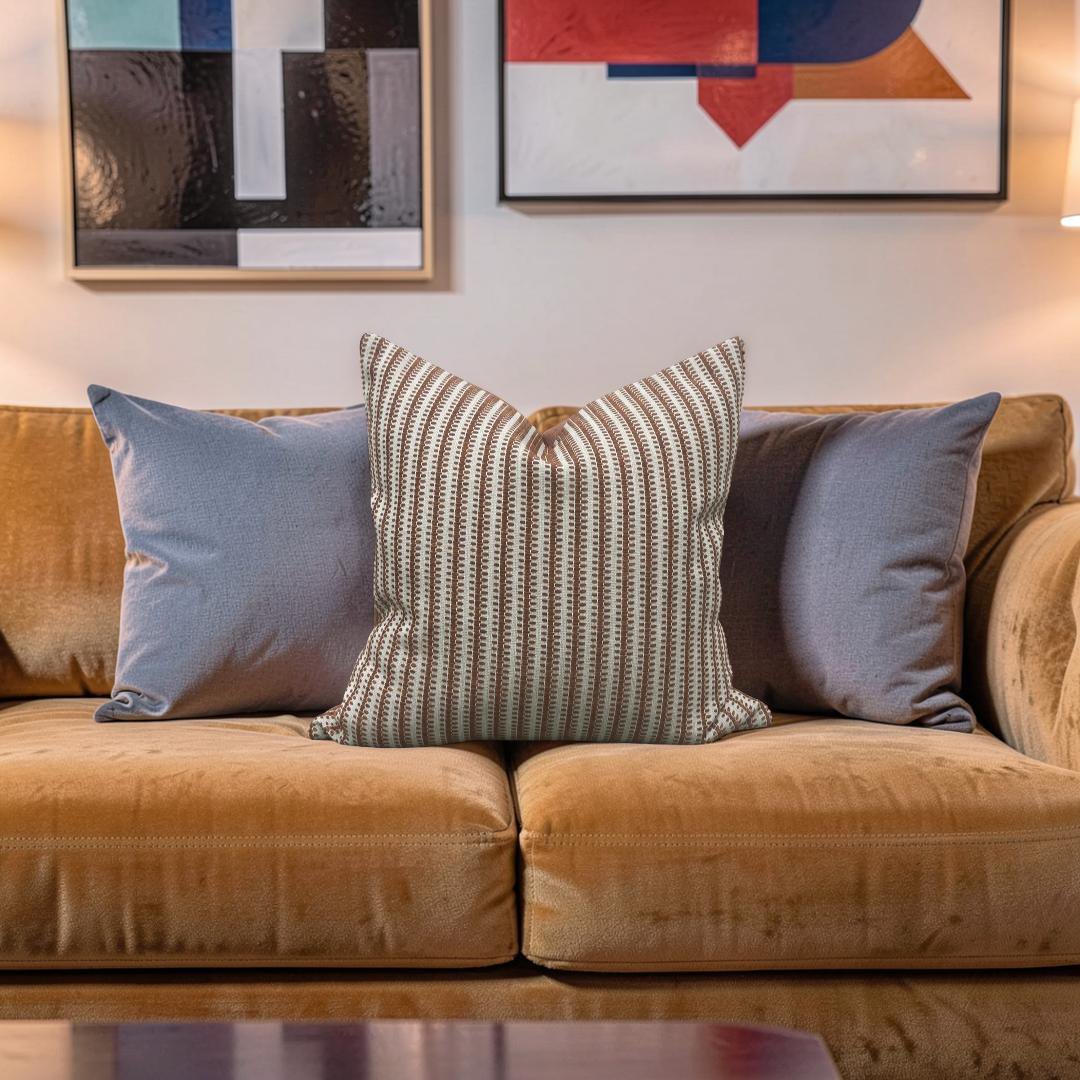 Decorative Pillow Textured Ticking Baked Earth 20x20" Knife Edge Cover