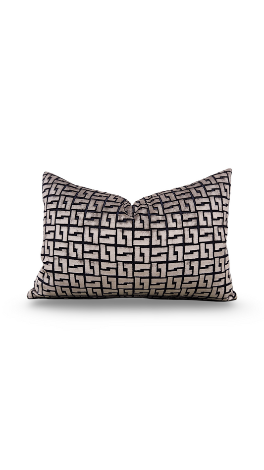 Holly Hunt Lumbar Pillow Interlock Bronze Night 12x18" Knife Edge Cover