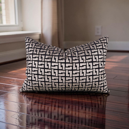 Holly Hunt Lumbar Pillow Interlock Bronze Night 12x18" Knife Edge Cover