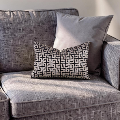Holly Hunt Lumbar Pillow Interlock Bronze Night 12x18" Knife Edge Cover