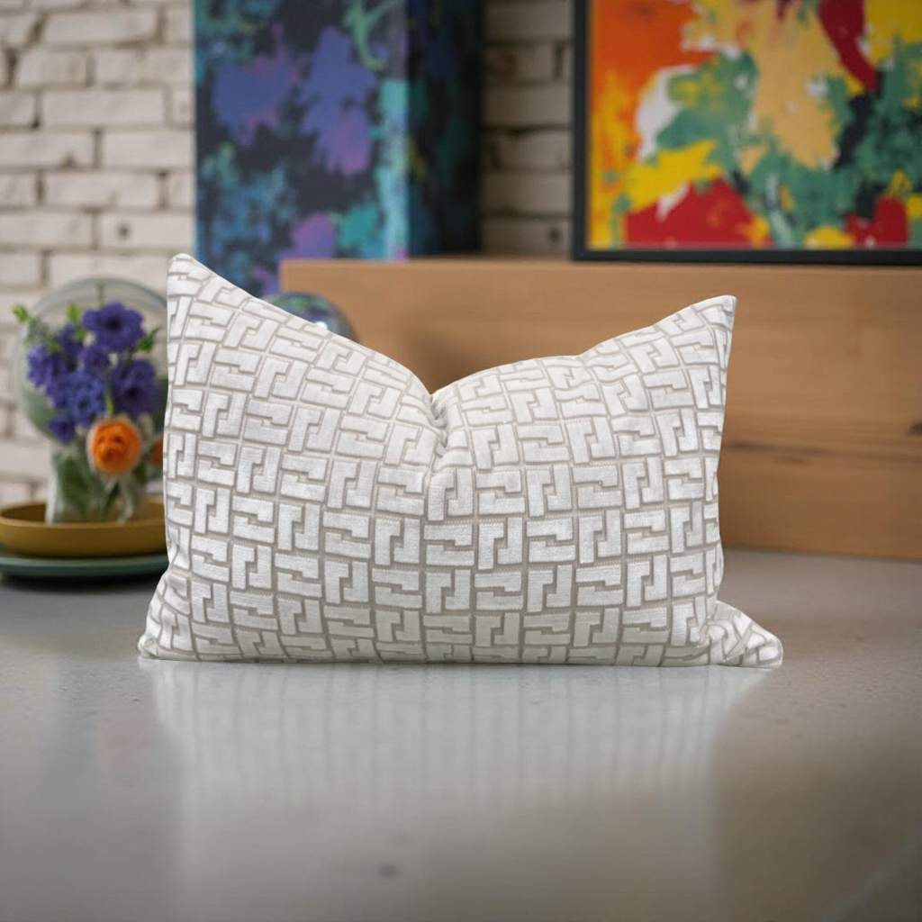 Interlock Whitewash 12X18" Knife Edge Decorative Lumbar Pillow