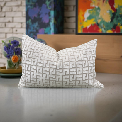 Interlock Whitewash 12X18" Knife Edge Decorative Lumbar Pillow