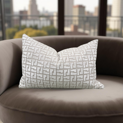 Interlock Whitewash 12X18" Knife Edge Decorative Lumbar Pillow