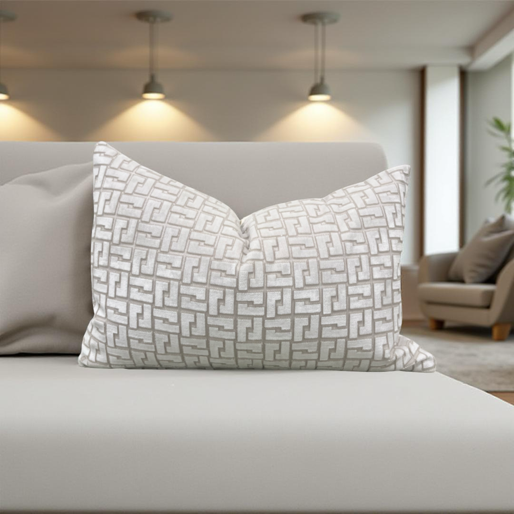 Interlock Whitewash 12X18" Knife Edge Decorative Lumbar Pillow