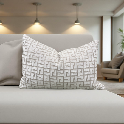 Interlock Whitewash 12X18" Knife Edge Decorative Lumbar Pillow