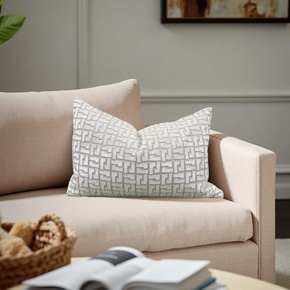 Interlock Whitewash 12X18" Knife Edge Decorative Lumbar Pillow