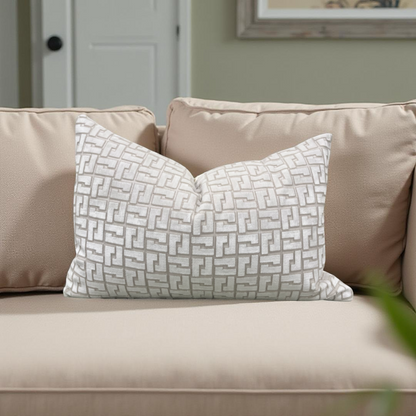 Interlock Whitewash 12X18" Knife Edge Decorative Lumbar Pillow