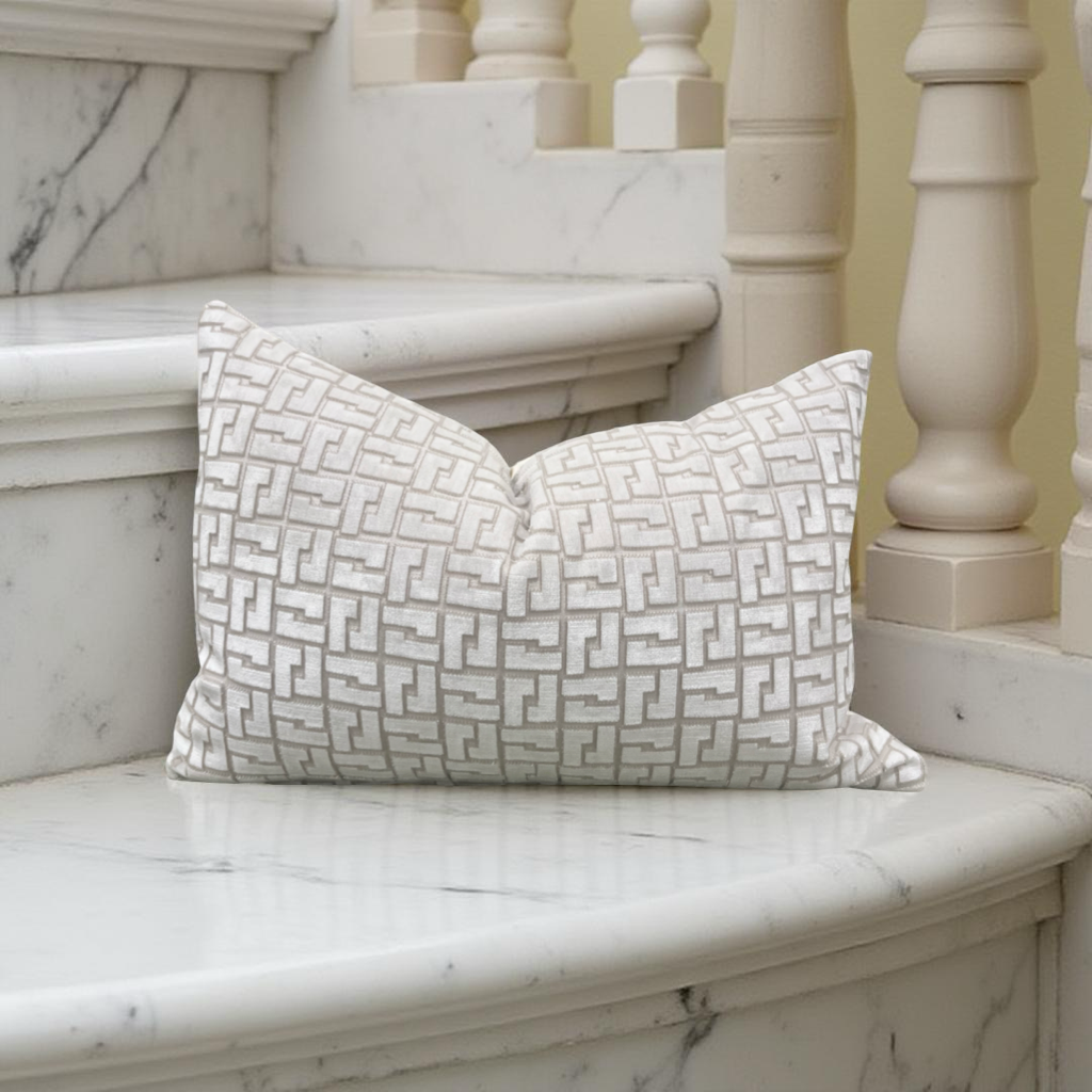Interlock Whitewash 12X18" Knife Edge Decorative Lumbar Pillow