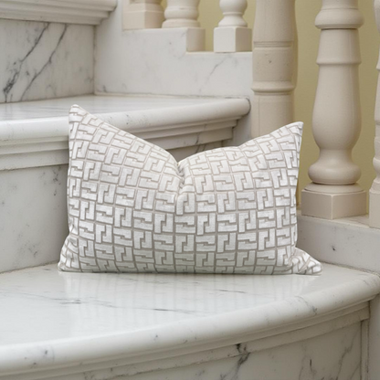 Interlock Whitewash 12X18" Knife Edge Decorative Lumbar Pillow