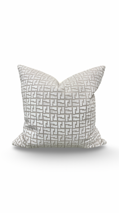 Interlock Whitewash 22x22" Knife Edge Decorative Throw Pillow