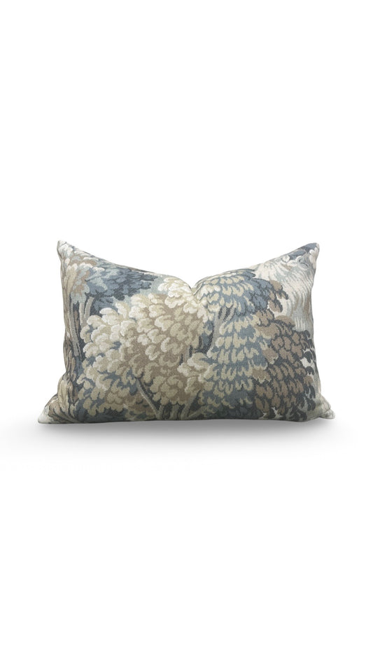 House of Fabrika Lumbar Pillow Forest Muted Blue - 12x18" Knife Edge Cover