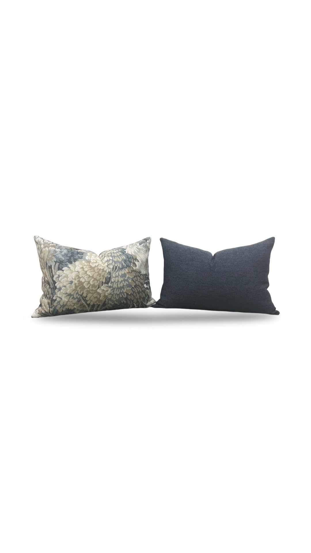 House of Fabrika Lumbar Pillow Forest Muted Blue - 12x18" Knife Edge Cover