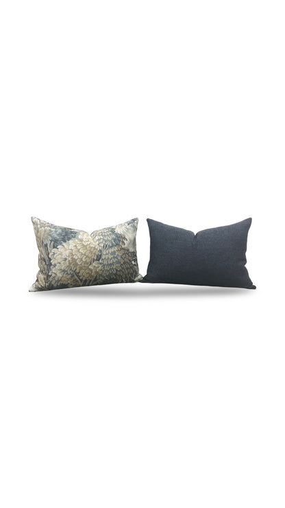 House of Fabrika Lumbar Pillow Forest Muted Blue - 12x18" Knife Edge Cover
