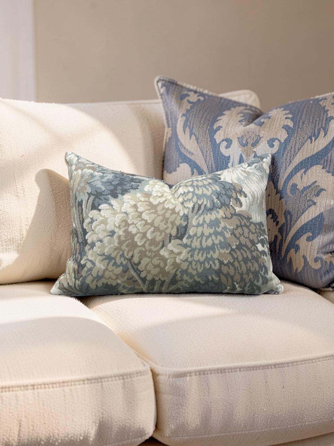 House of Fabrika Lumbar Pillow Forest Muted Blue - 12x18" Knife Edge Cover