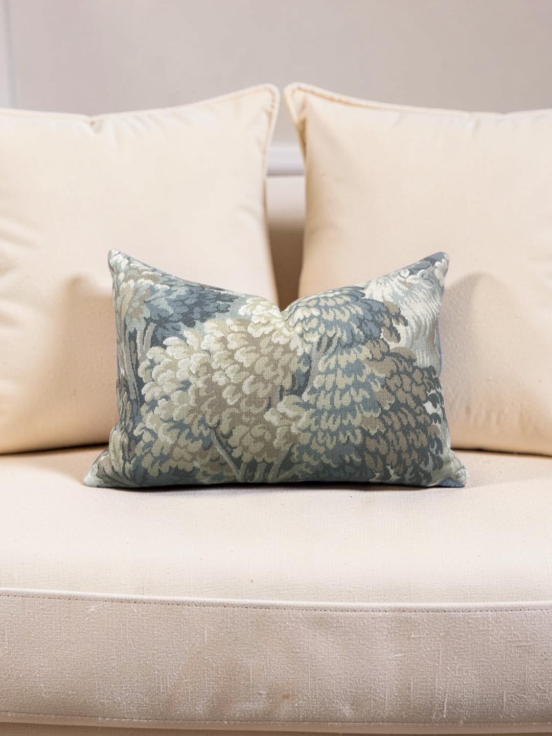 House of Fabrika Lumbar Pillow Forest Muted Blue - 12x18" Knife Edge Cover