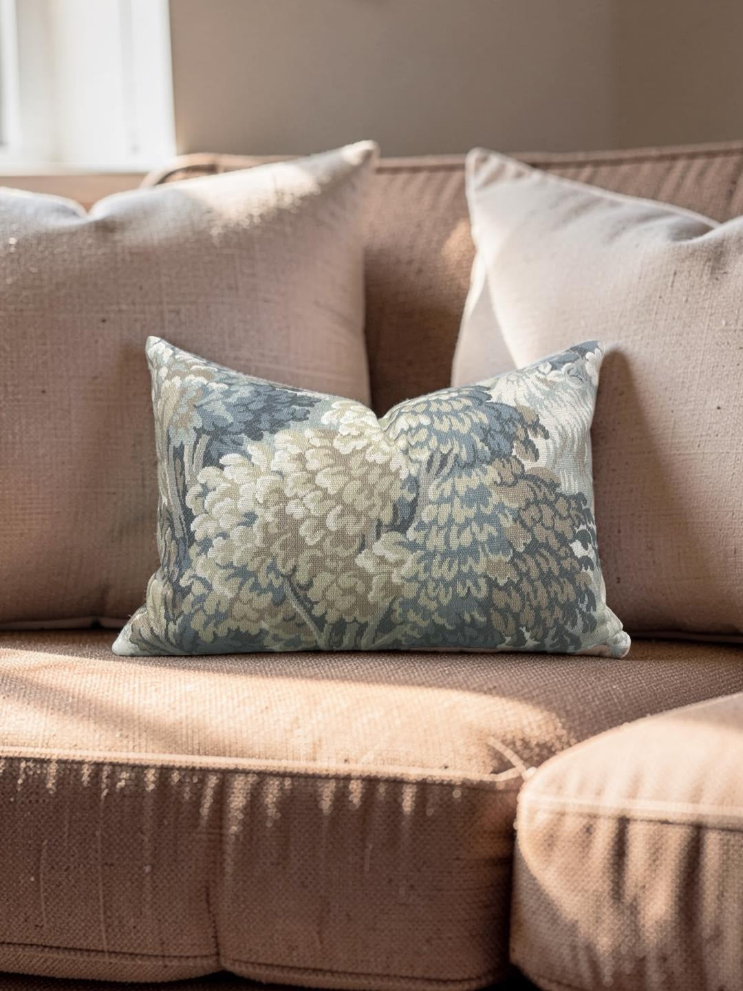 House of Fabrika Lumbar Pillow Forest Muted Blue - 12x18" Knife Edge Cover