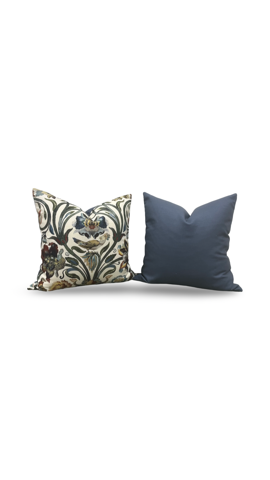 House of Hackney Decorative Pillow Gaia Ecru with Blue back 18x18" Knife Edge Cover
