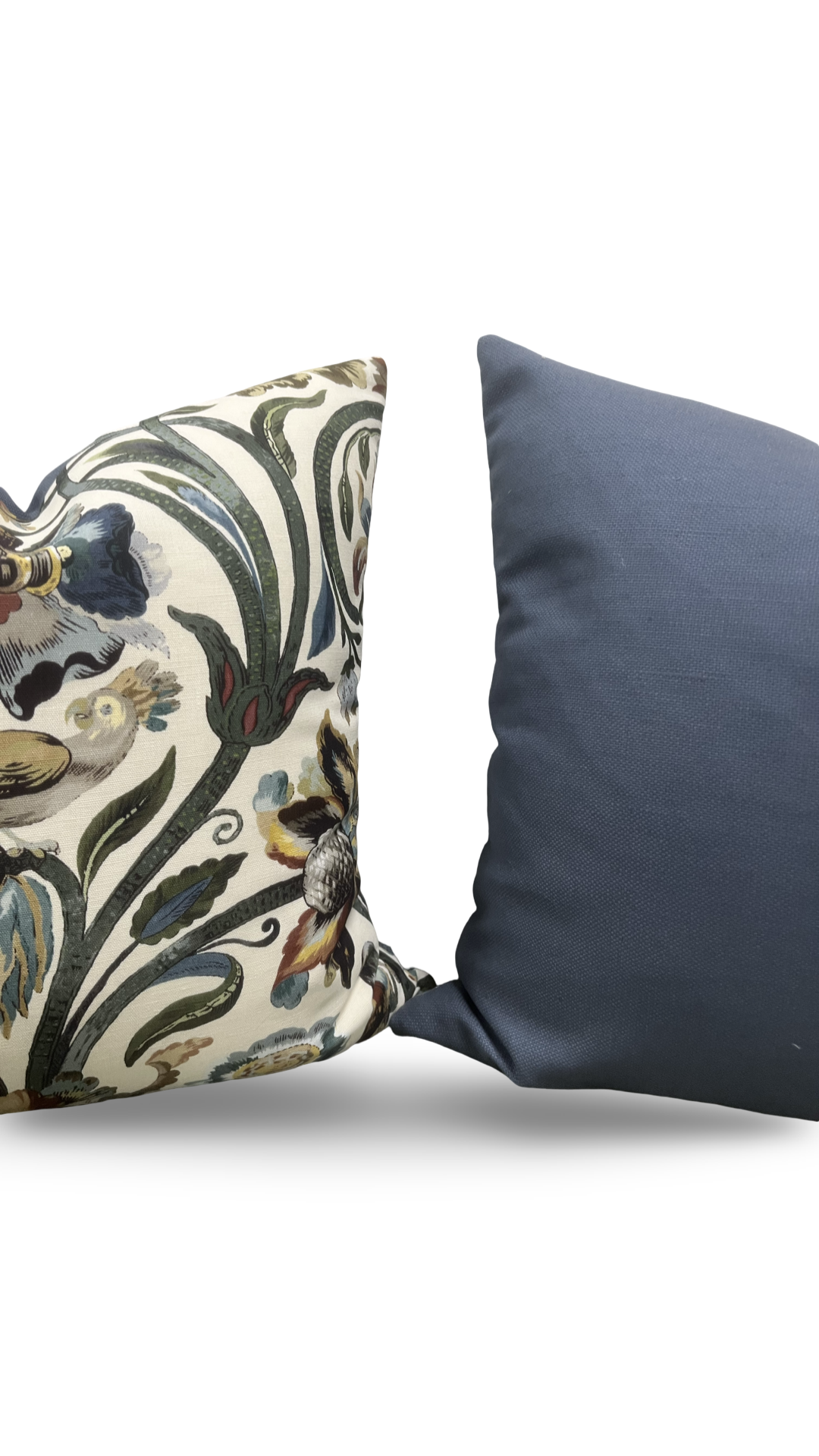 House of Hackney Decorative Pillow Gaia Ecru with Blue back 18x18" Knife Edge Cover