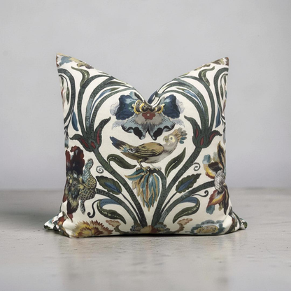 House of Hackney Decorative Pillow Gaia Ecru with Blue back 18x18" Knife Edge Cover