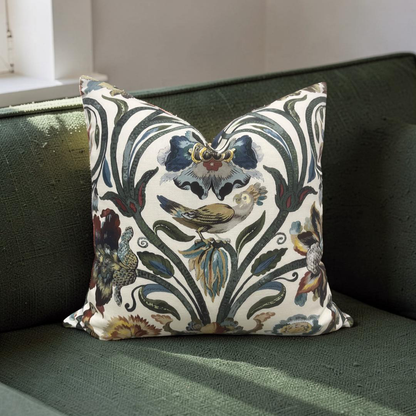 House of Hackney Decorative Pillow Gaia Ecru with Blue back 18x18" Knife Edge Cover