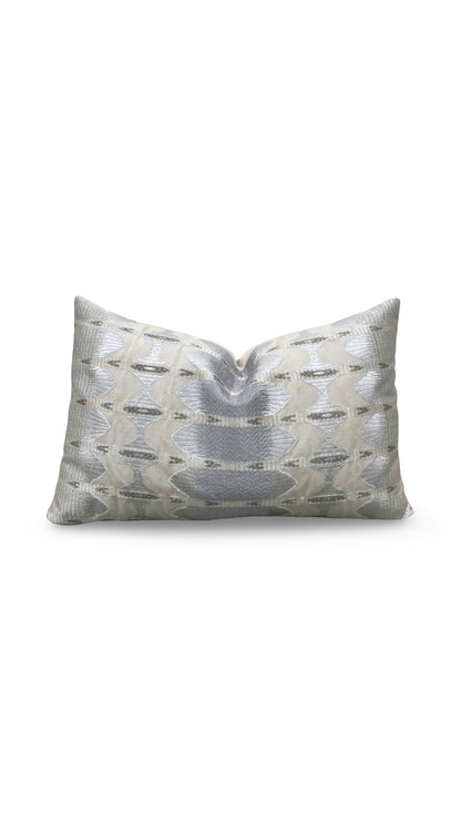 Jim Thompson Fabric Lumbar Pillow Sulawesi Stripe Cloud 12x18" Knife Edge Cover