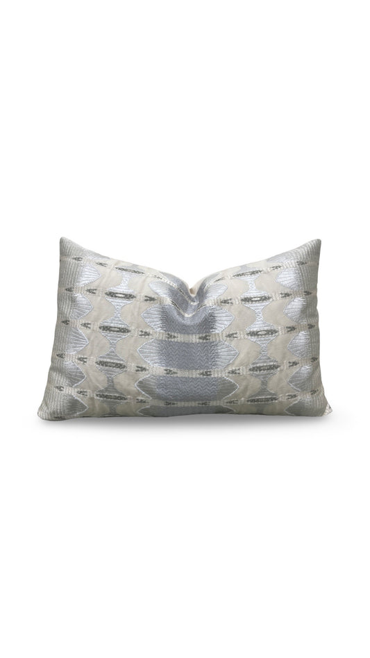 Jim Thompson Fabric Lumbar Pillow Sulawesi Stripe Cloud 12x18" Knife Edge Cover