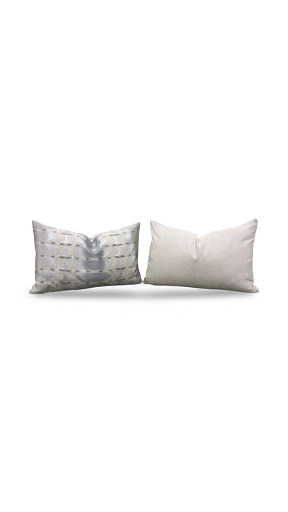 Jim Thompson Fabric Lumbar Pillow Sulawesi Stripe Cloud 12x18" Knife Edge Cover