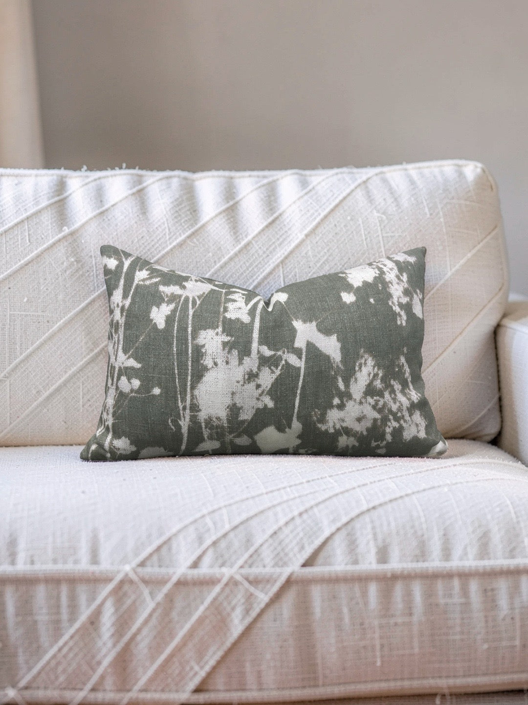 Pollack Fabric Lumbar Pillow Late Summer Moss 12x18" Knife Edge Cover