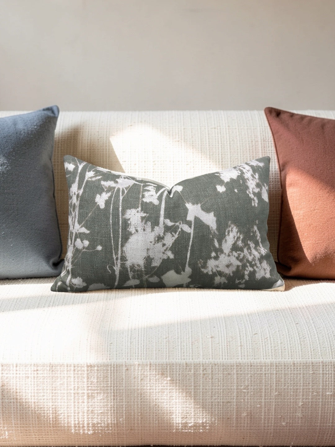 Pollack Fabric Lumbar Pillow Late Summer Moss 12x18" Knife Edge Cover