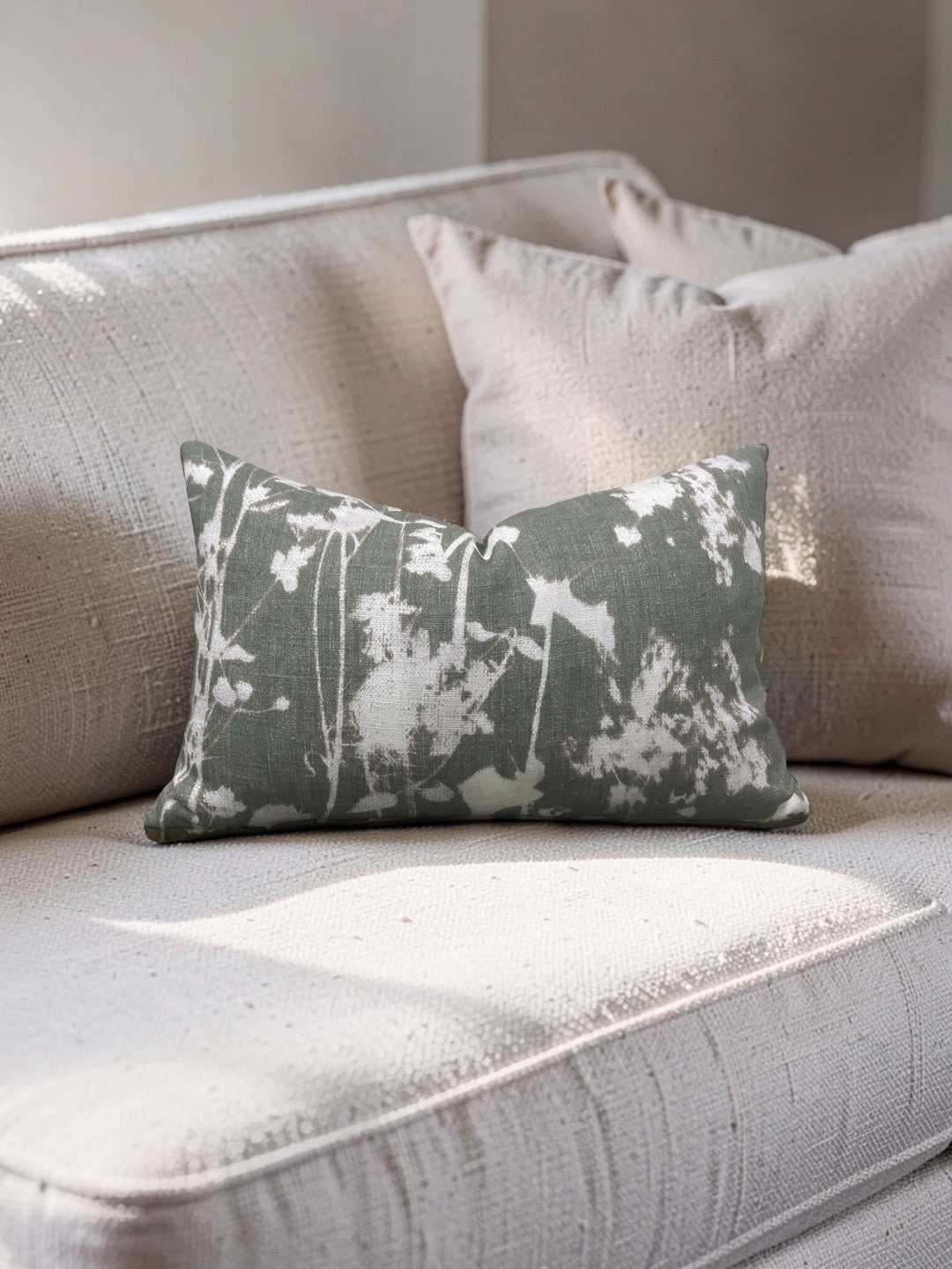 Pollack Fabric Lumbar Pillow Late Summer Moss 12x18" Knife Edge Cover