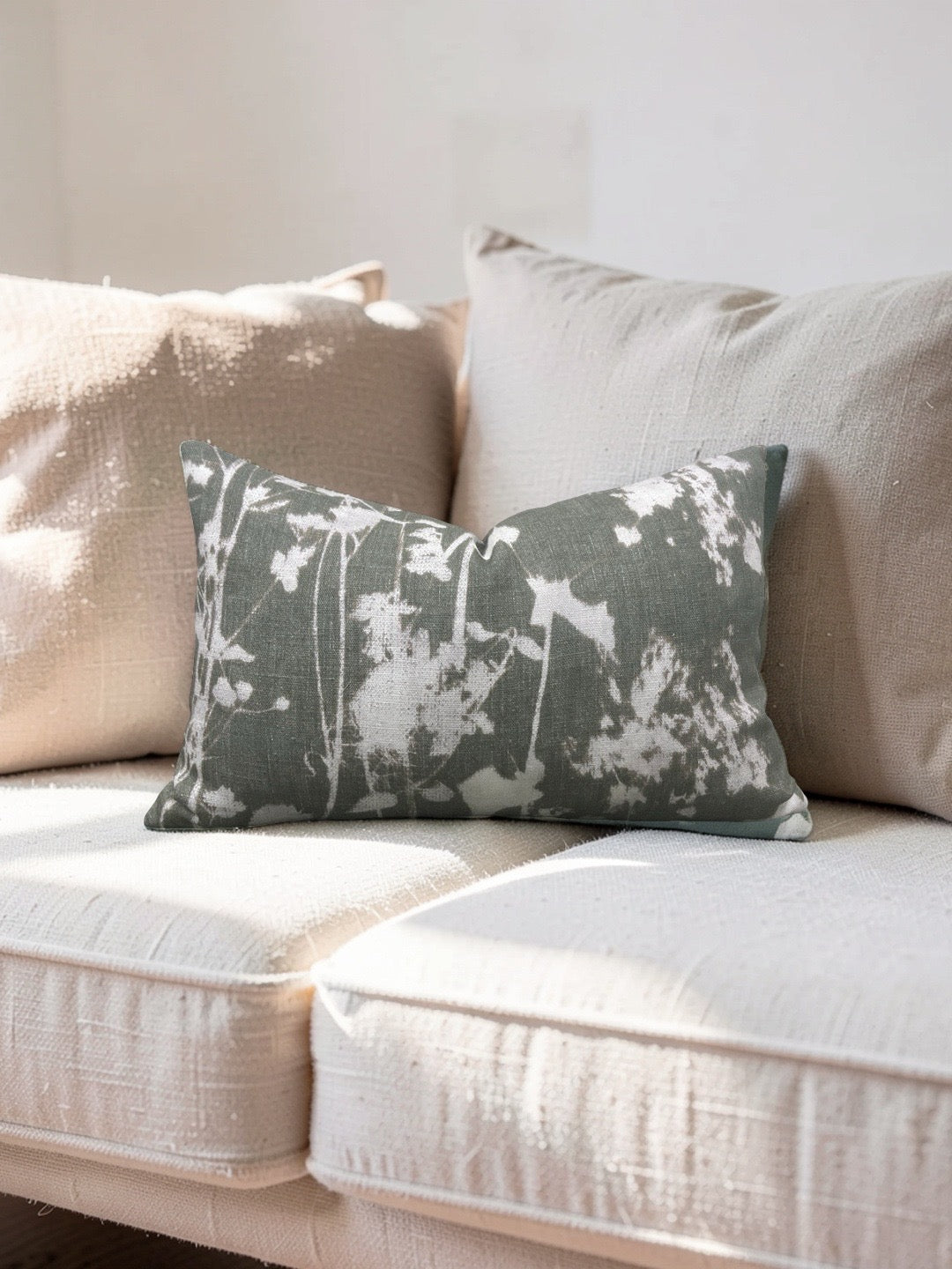 Pollack Fabric Lumbar Pillow Late Summer Moss 12x18" Knife Edge Cover