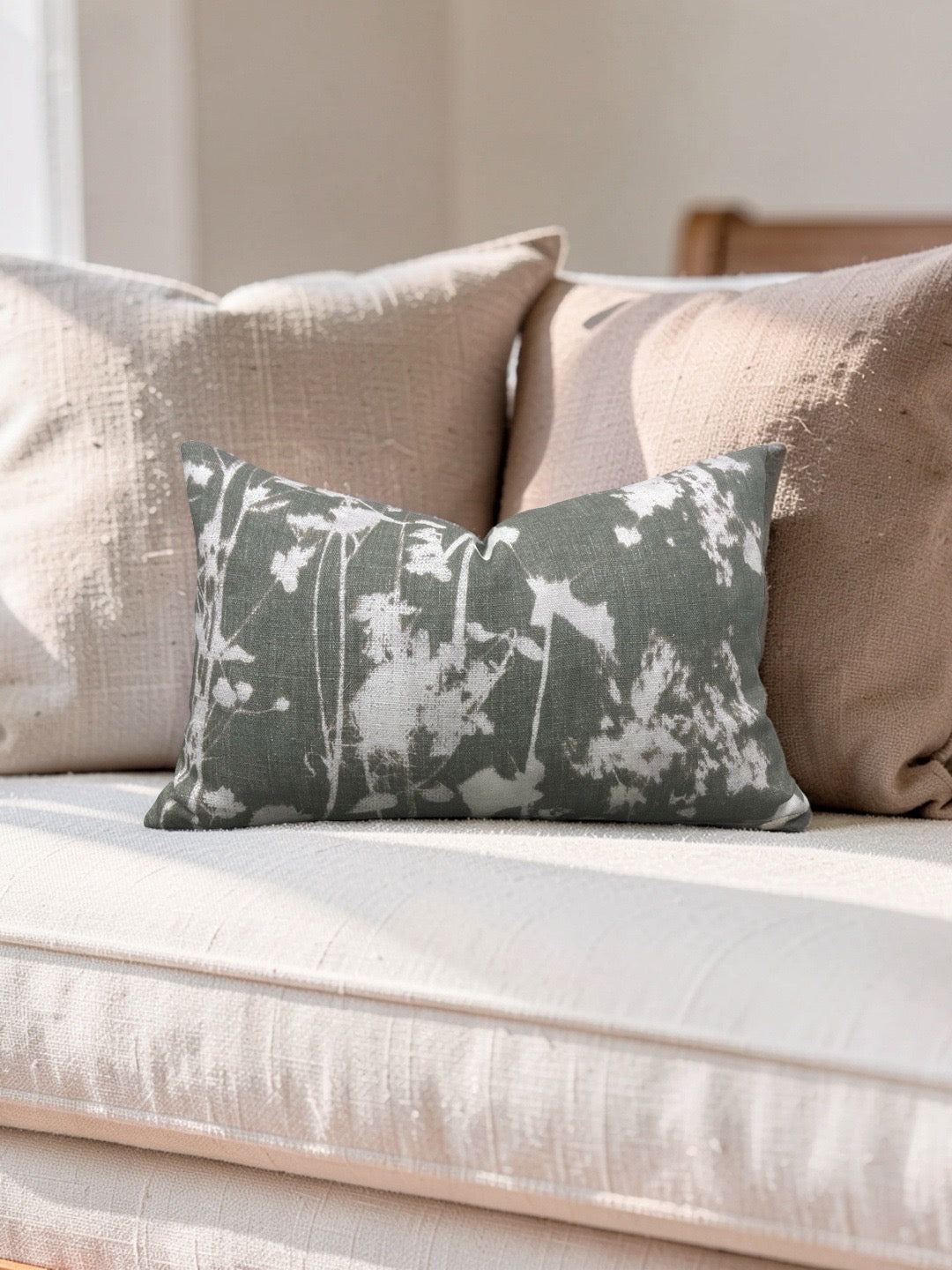 Pollack Fabric Lumbar Pillow Late Summer Moss 12x18" Knife Edge Cover