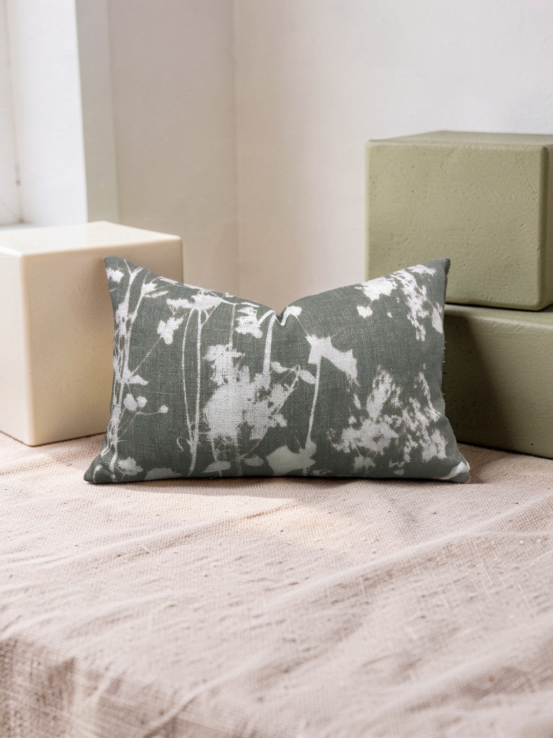 Pollack Fabric Lumbar Pillow Late Summer Moss 12x18" Knife Edge Cover