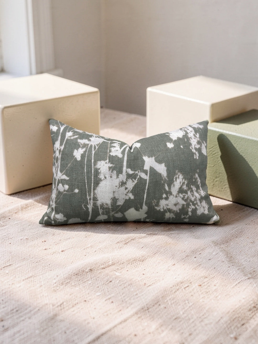 Pollack Fabric Lumbar Pillow Late Summer Moss 12x18" Knife Edge Cover