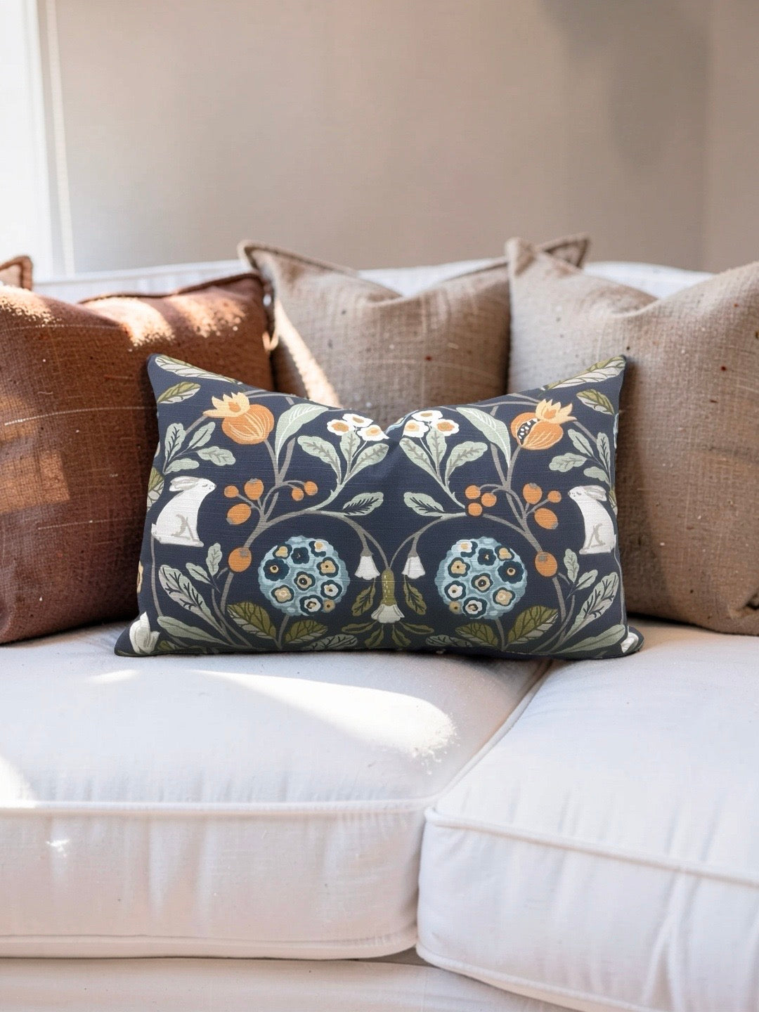 Sherwood Forester Lumbar Pillow Denim Spice 12x18" Knife Edge Cover