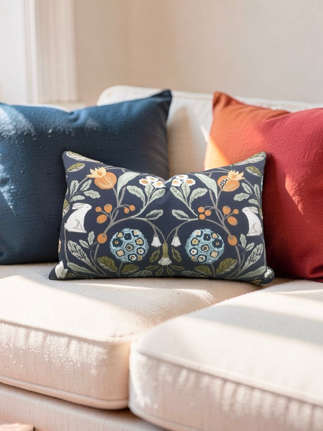 Sherwood Forester Lumbar Pillow Denim Spice 12x18" Knife Edge Cover