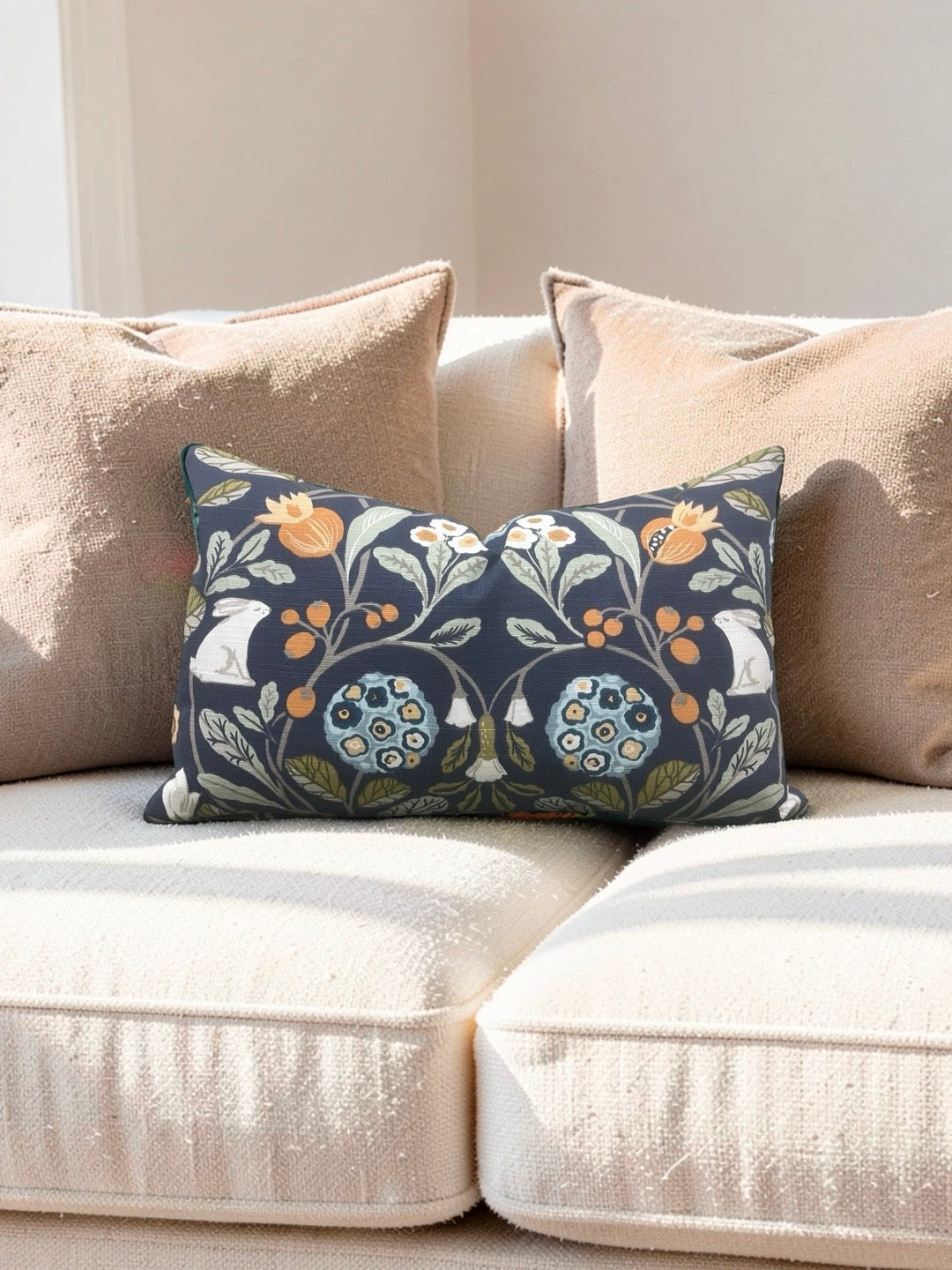 Sherwood Forester Lumbar Pillow Denim Spice 12x18" Knife Edge Cover