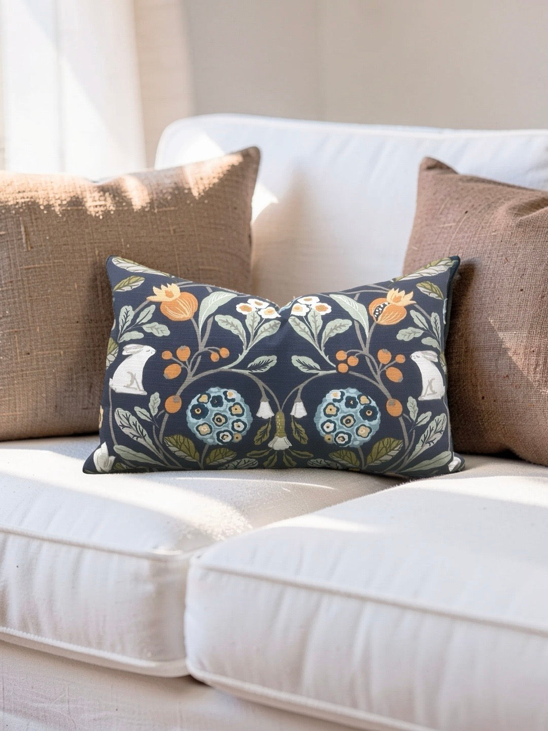 Sherwood Forester Lumbar Pillow Denim Spice 12x18" Knife Edge Cover