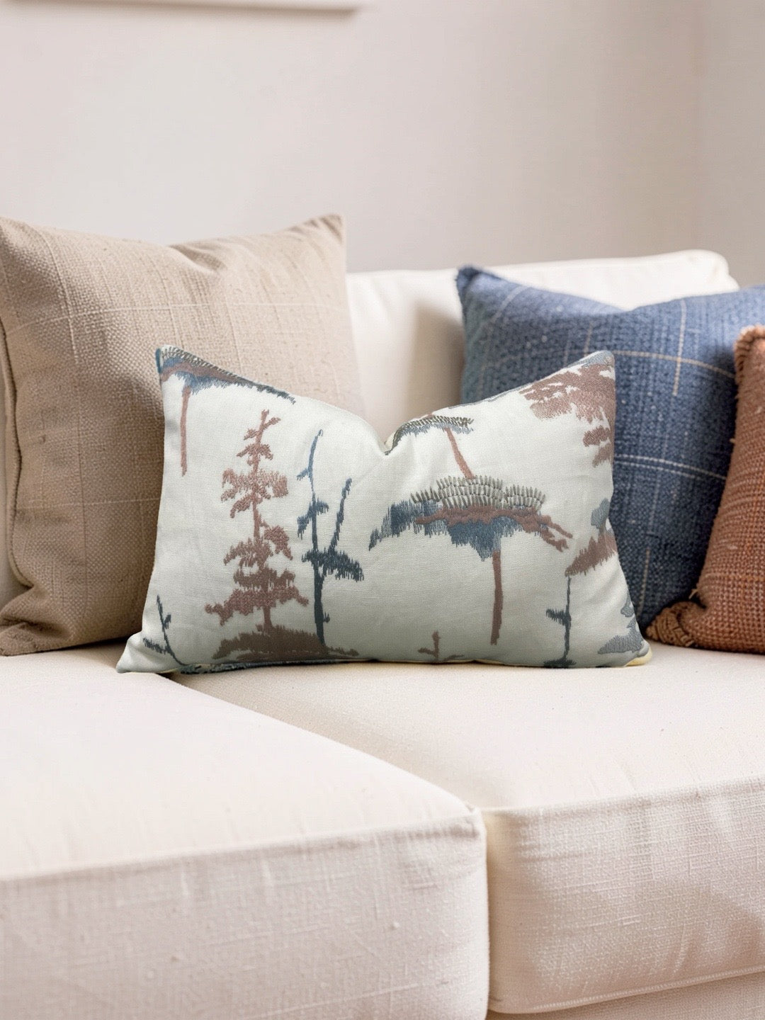 Jiun Ho Fabric Lumbar Pillow Daisugi Opal 12x18" Knife Edge Cover