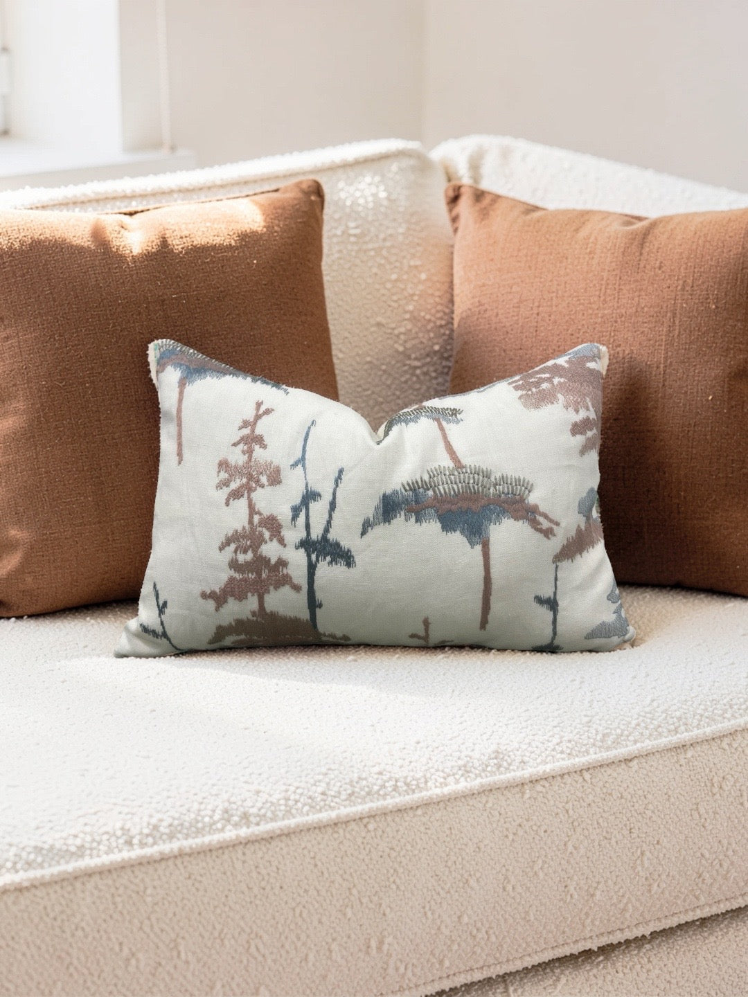Jiun Ho Fabric Lumbar Pillow Daisugi Opal 12x18" Knife Edge Cover