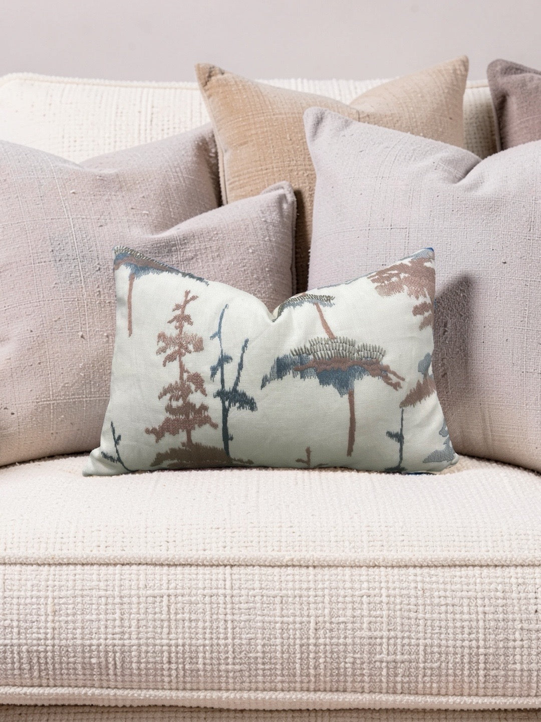 Jiun Ho Fabric Lumbar Pillow Daisugi Opal 12x18" Knife Edge Cover
