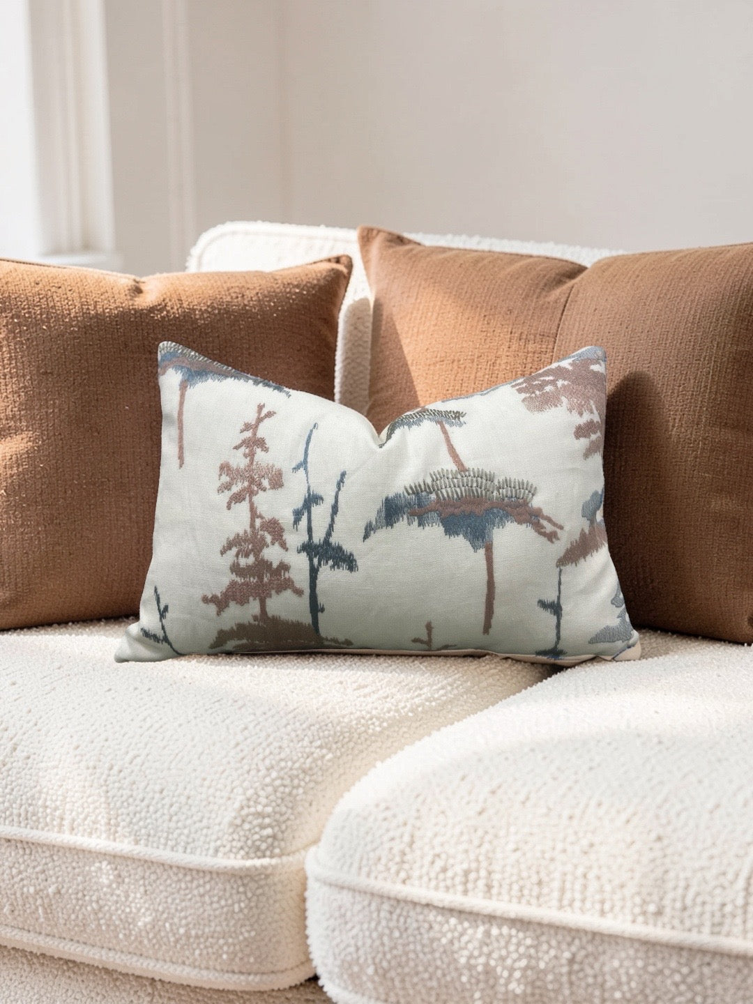 Jiun Ho Fabric Lumbar Pillow Daisugi Opal 12x18" Knife Edge Cover