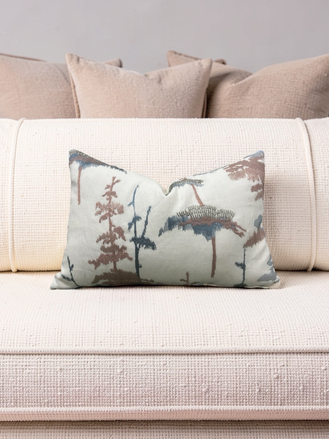Jiun Ho Fabric Lumbar Pillow Daisugi Opal 12x18" Knife Edge Cover