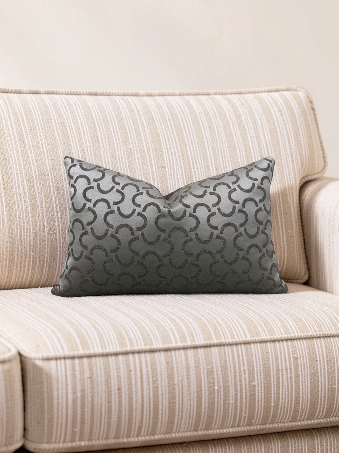 Dedar Fabric Lumbar Pillow Mezzaluna 12x18" Knife Edge Cover
