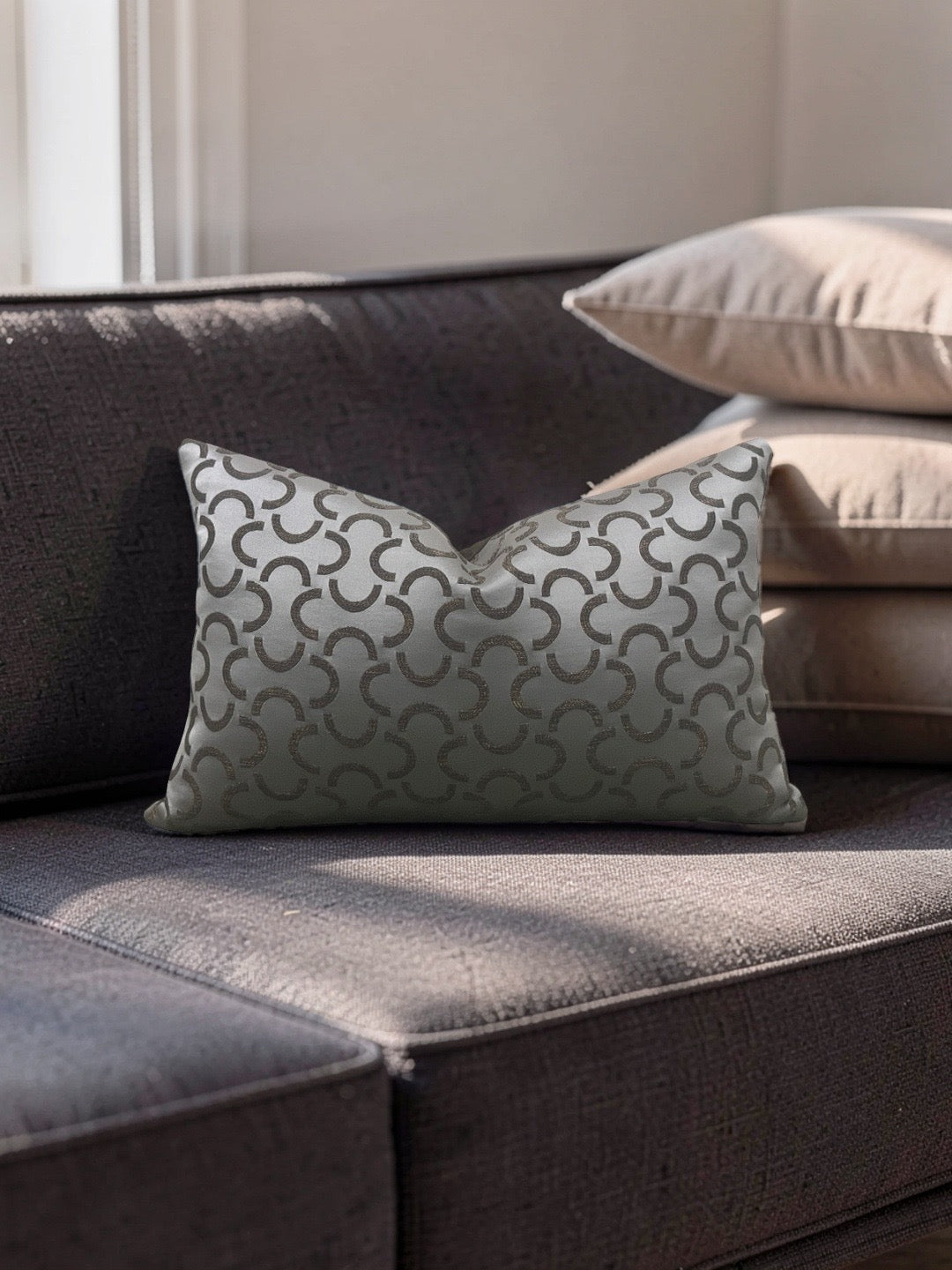 Dedar Fabric Lumbar Pillow Mezzaluna 12x18" Knife Edge Cover