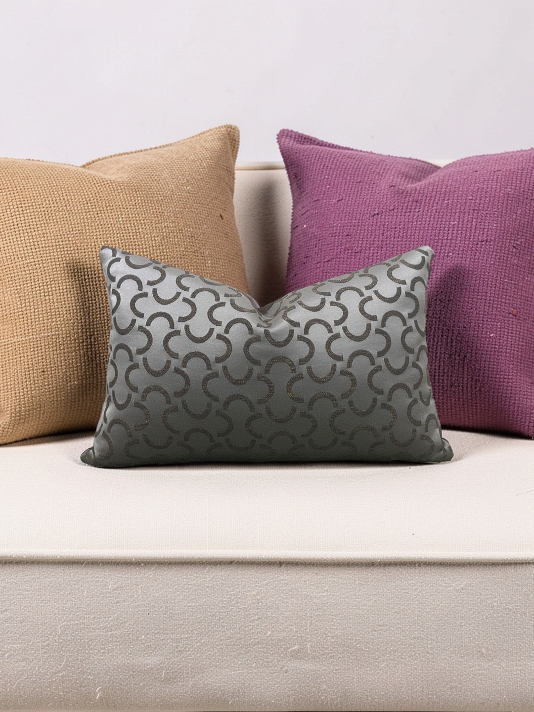 Dedar Fabric Lumbar Pillow Mezzaluna 12x18" Knife Edge Cover