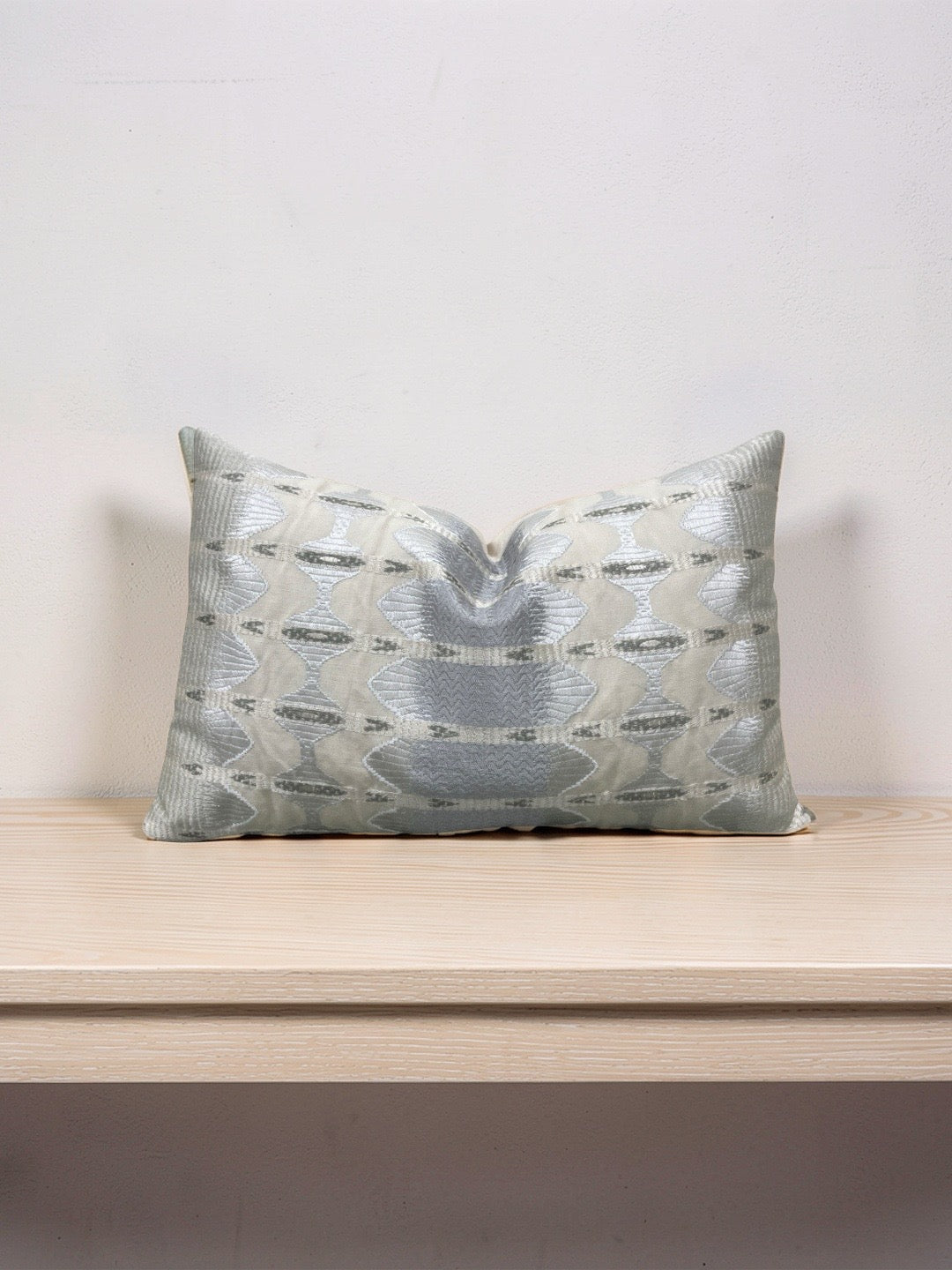 Jim Thompson Fabric Lumbar Pillow Sulawesi Stripe Cloud 12x18" Knife Edge Cover