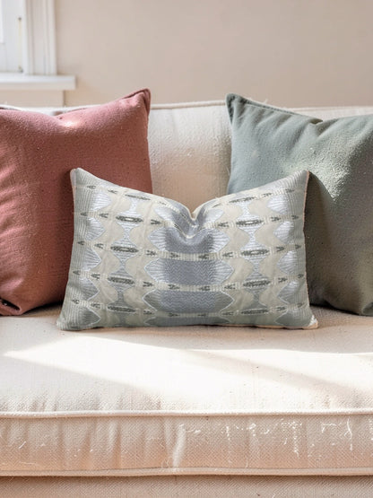 Jim Thompson Fabric Lumbar Pillow Sulawesi Stripe Cloud 12x18" Knife Edge Cover