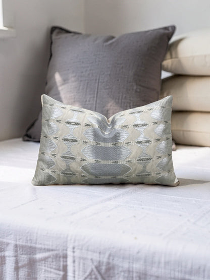 Jim Thompson Fabric Lumbar Pillow Sulawesi Stripe Cloud 12x18" Knife Edge Cover